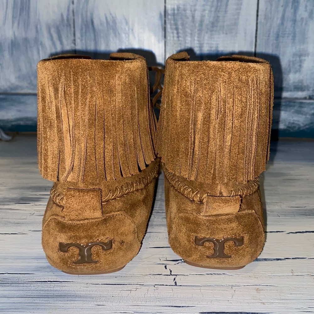 Tory Burch Sonoma Moccasin AnkleBoots Flat Fringed
